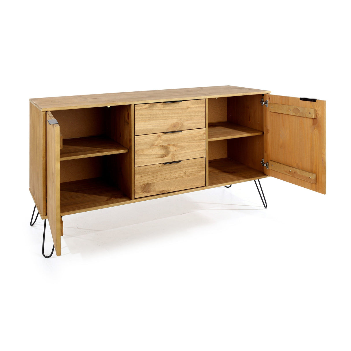 Augusta Pine 2 Door + 3 Drawer Medium Sideboard With Hairpin Legs