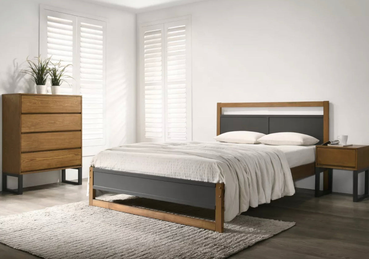 Amelia Charcoal Wooden Bed Frame (Low Foot End)