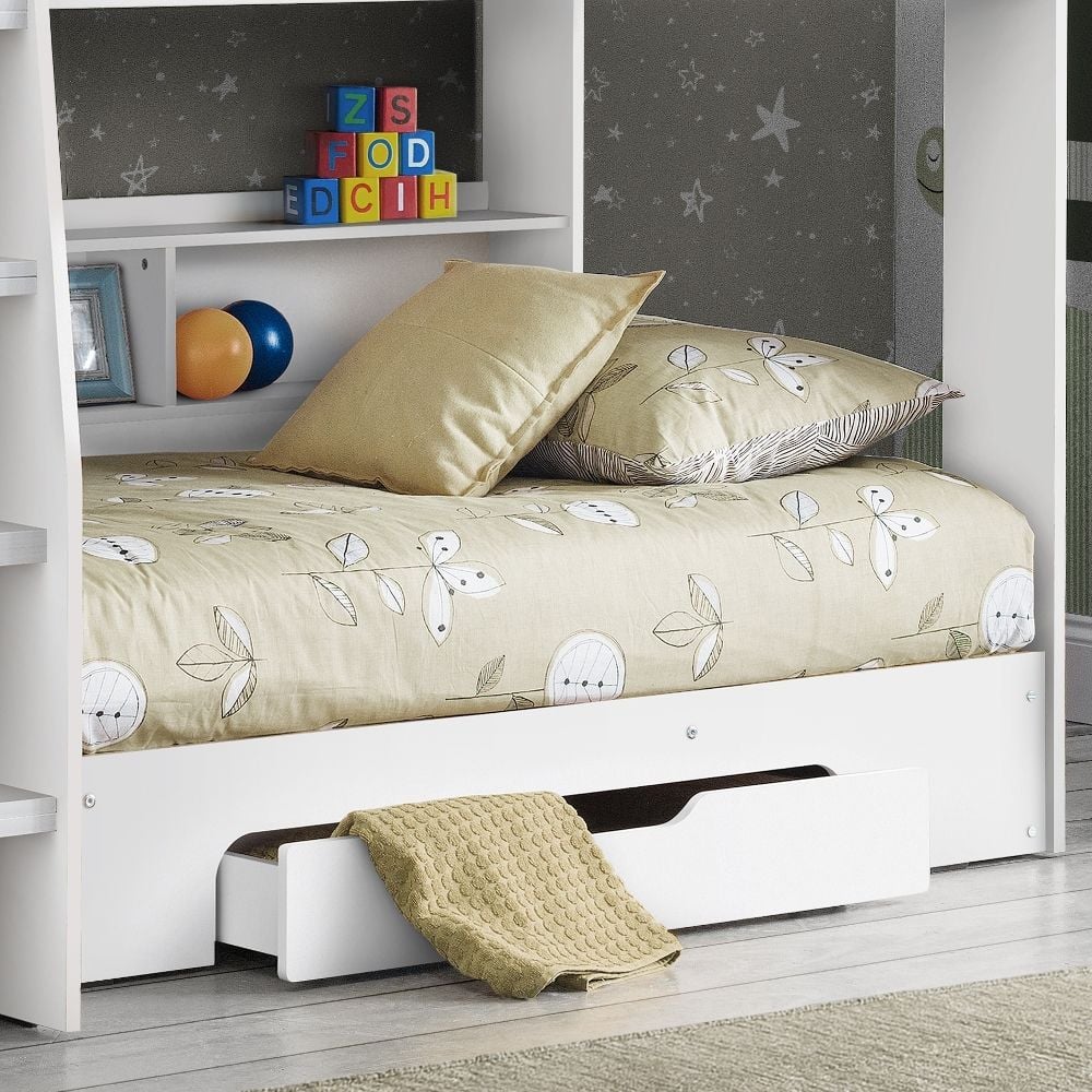 Orion Wooden Storage Bunk Bed Frame (White)