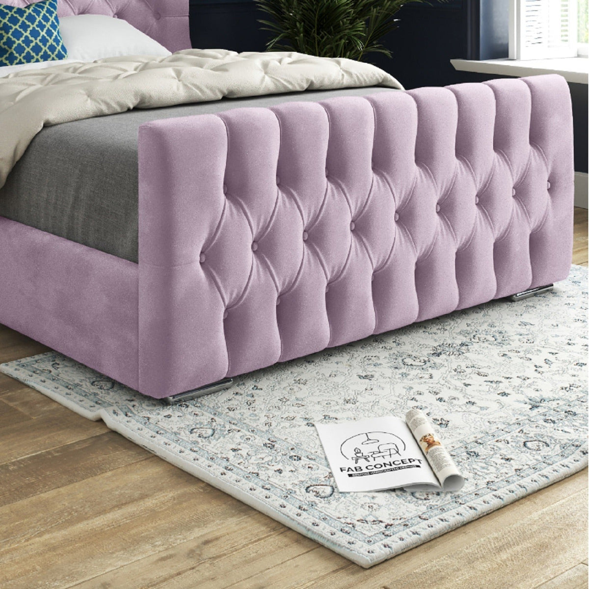 Kendal Wingback Bed Frame Pink