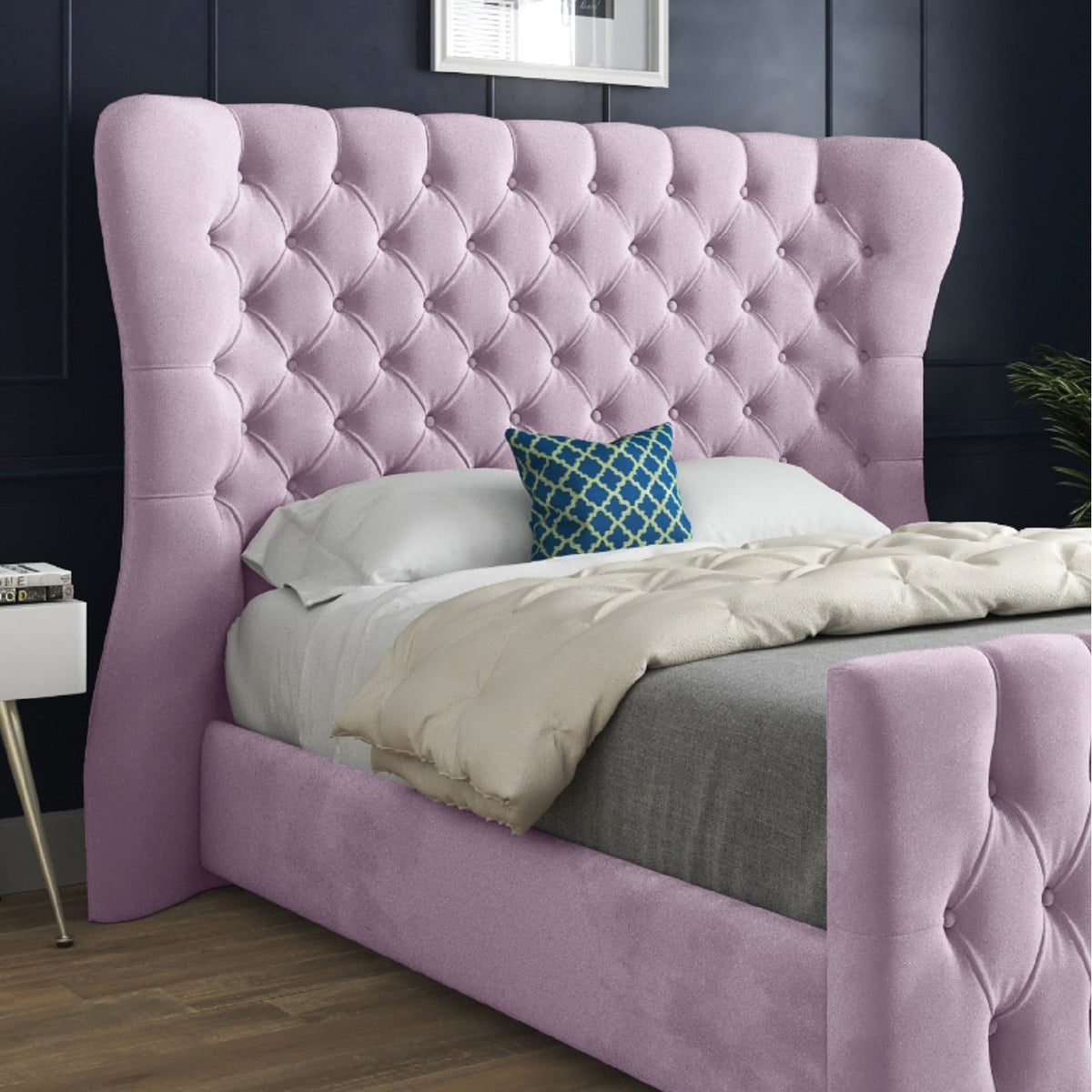 Kendal Wingback Bed Frame Pink