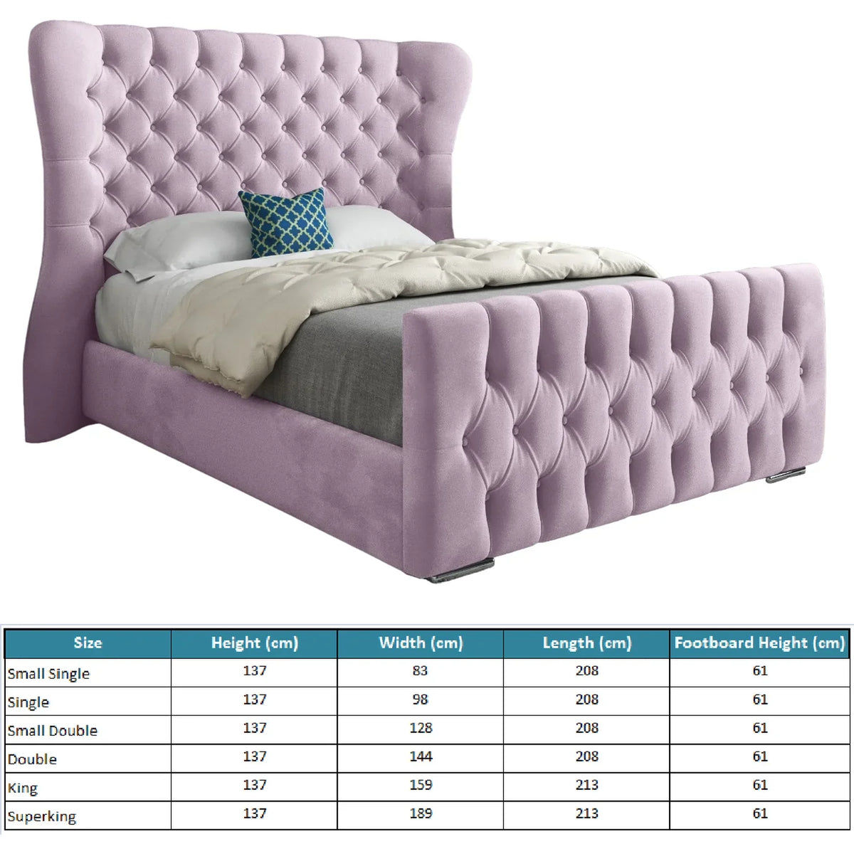 Kendal Wingback Bed Frame Pink