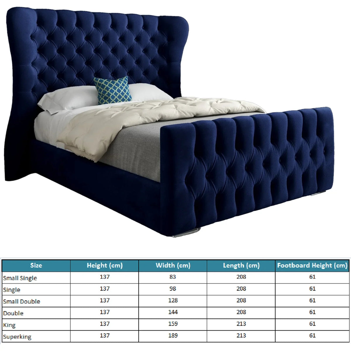 Kendal Wingback Bed Frame Blue