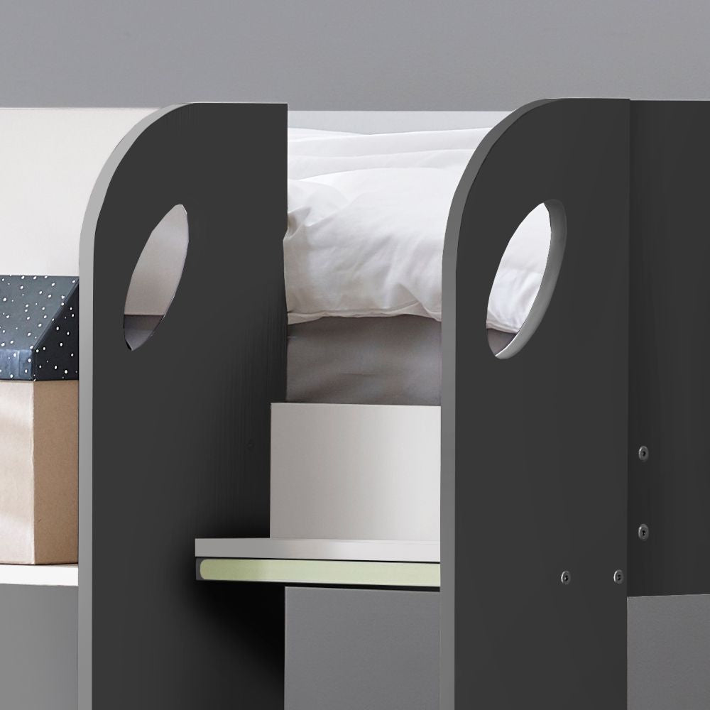 Mars Bunk With Under Bed Draw (Charcoal & White)