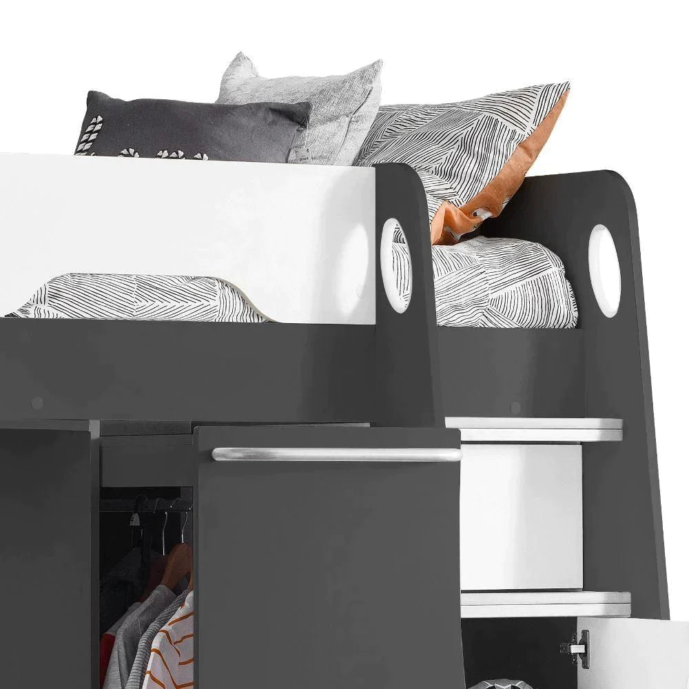 Pegasus High Sleeper (Grey & White) Wooden Bunk