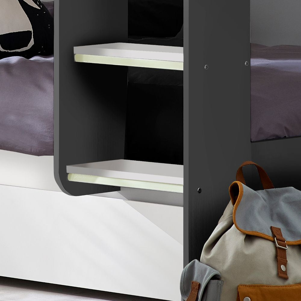 Mars Bunk With Under Bed Draw (Charcoal & White)