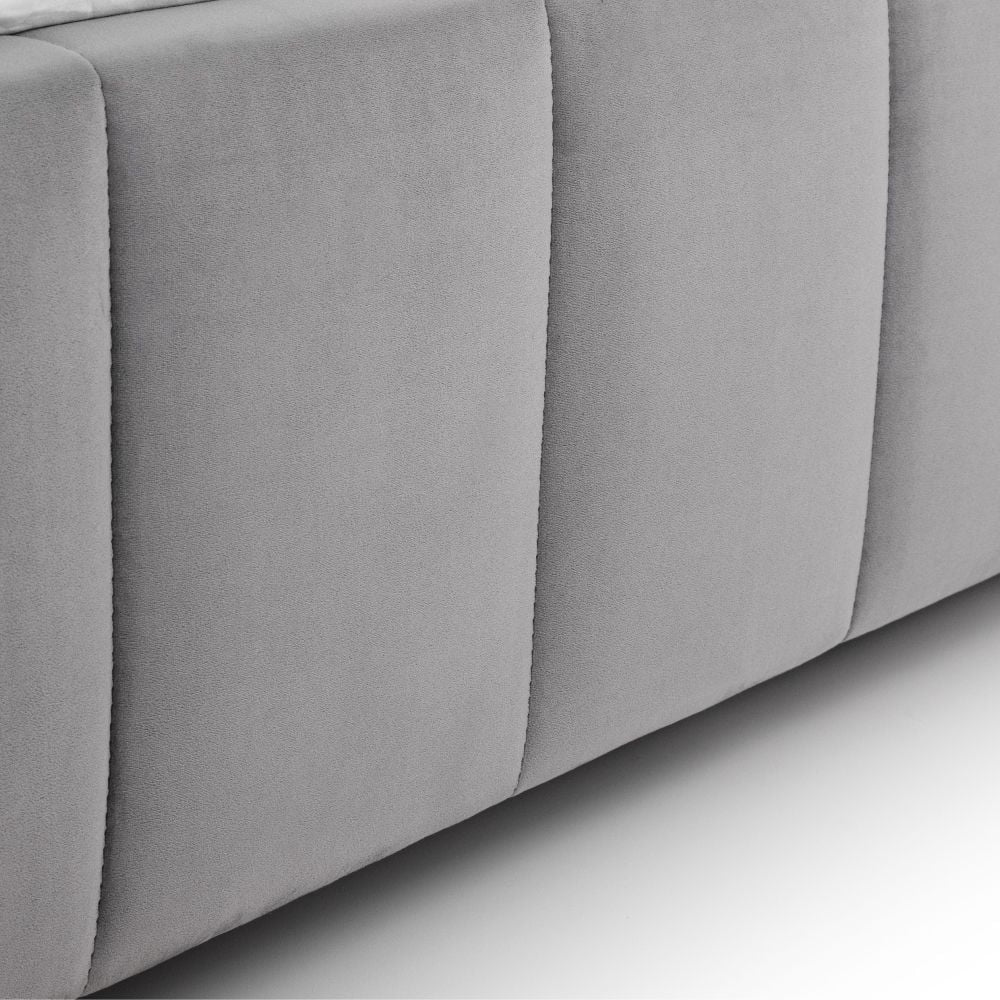 Gatsby Light Grey Velvet Bed Frame - Luxurious Fabric Design