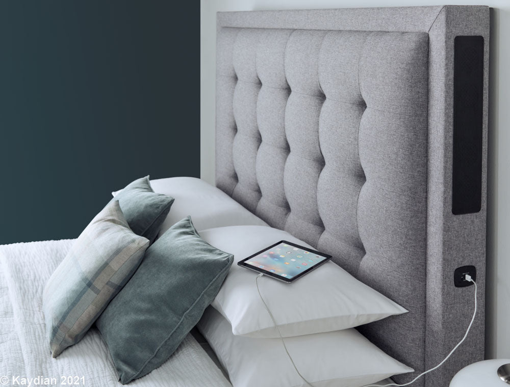 Titan Fabric TV Bed - Speakers + Sound Bar (Marbella Grey)