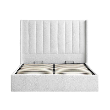 Orlando White Boucle Ottoman Storage Bed Frame