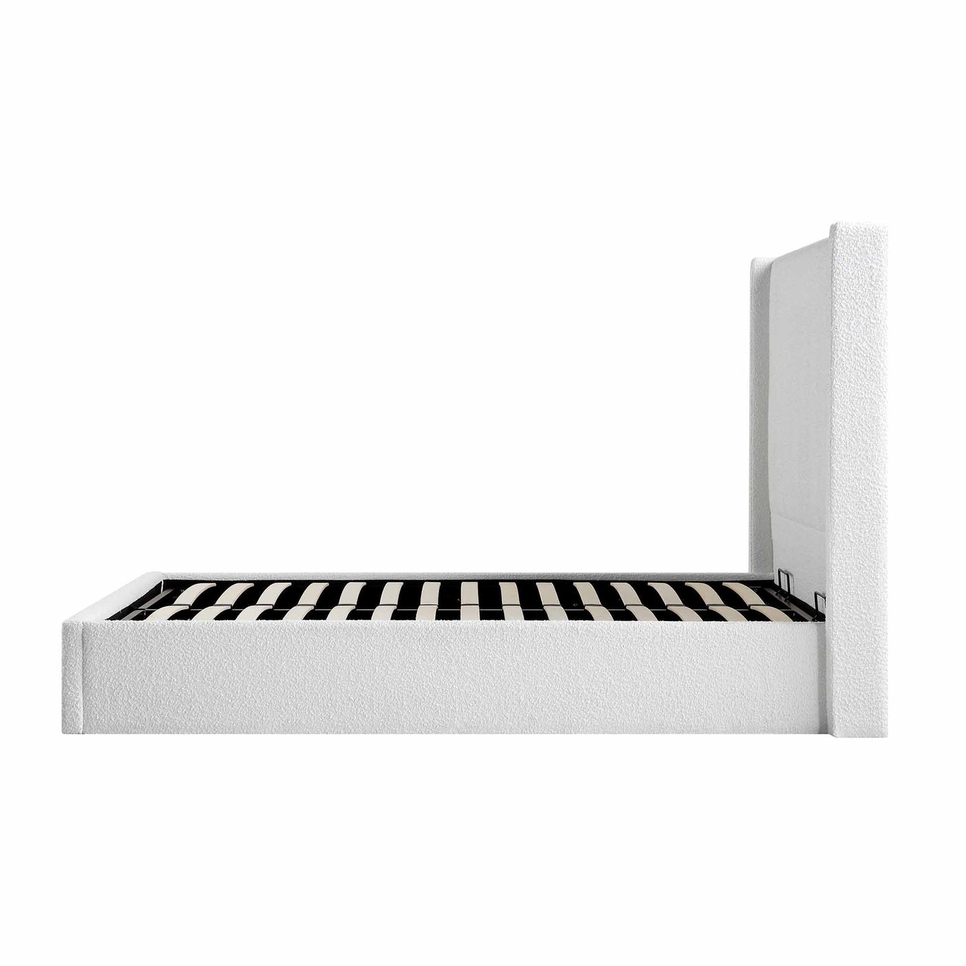 Orlando White Boucle Ottoman Storage Bed Frame