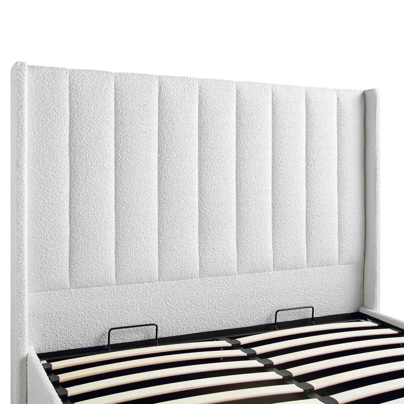 Orlando White Boucle Ottoman Storage Bed Frame