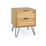 Augusta Pine 2 Drawer Bedside Cabinet With Hairpin Legs