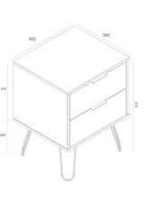 Augusta Pine 2 Drawer Bedside Cabinet With Hairpin Legs