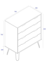 Augusta Pine 4 Drawer Chest With Hairpin Legs