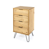 Augusta Pine 4 Drawer Narrow Chest With Hairpin Legs