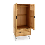 Augusta Pine 2 Door + 2 Drawer Wardrobe With Hairpin Legs