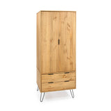 Augusta Pine 2 Door + 2 Drawer Wardrobe With Hairpin Legs