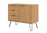 Augusta Pine 1 Door + 3 Drawer Small Sideboard With Hairpin Legs