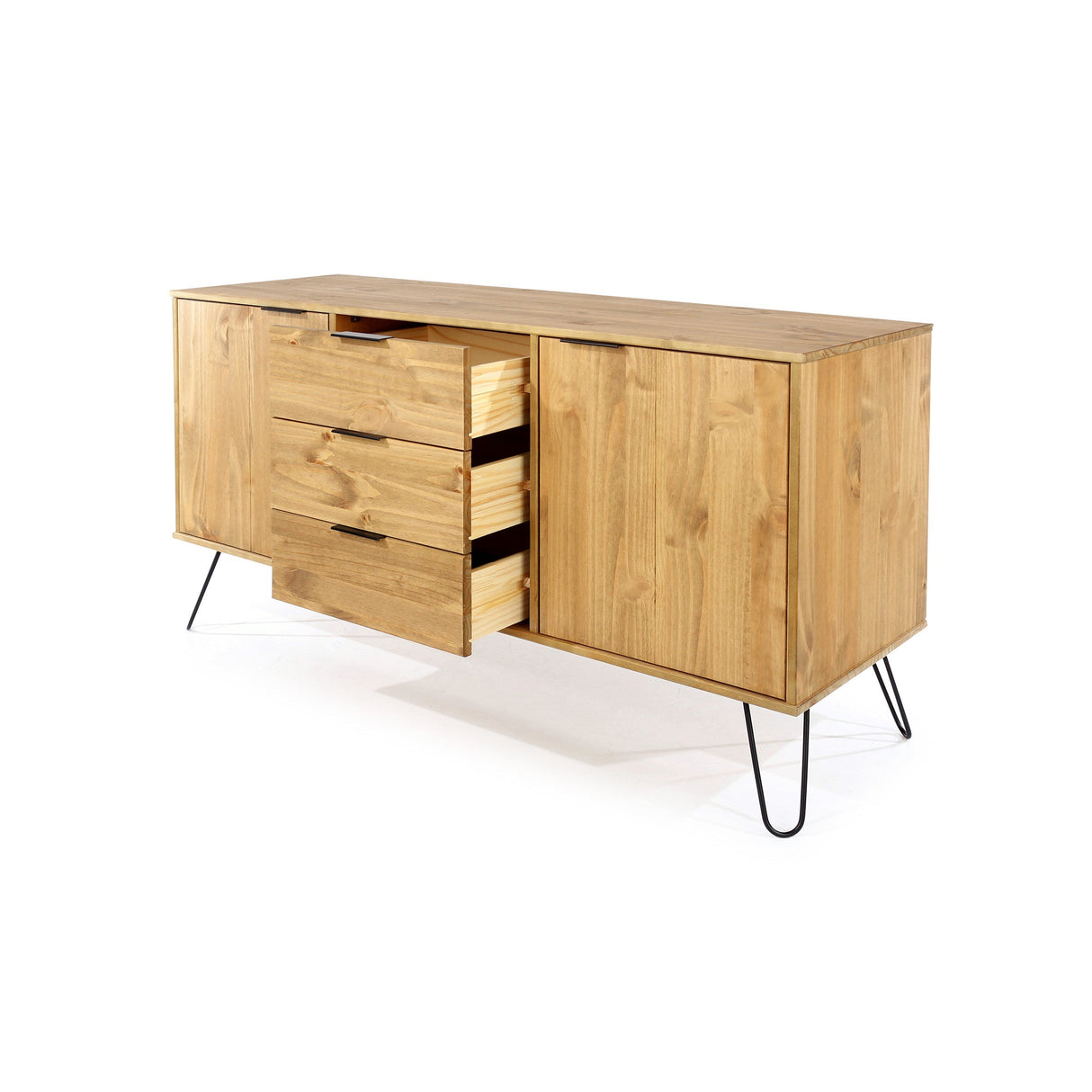 Augusta Pine 2 Door + 3 Drawer Medium Sideboard With Hairpin Legs