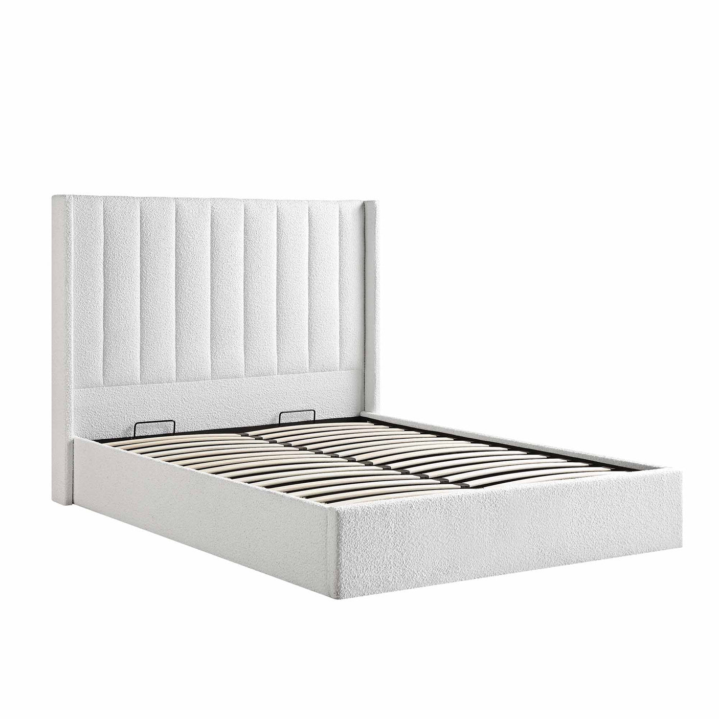 Orlando White Boucle Ottoman Storage Bed Frame