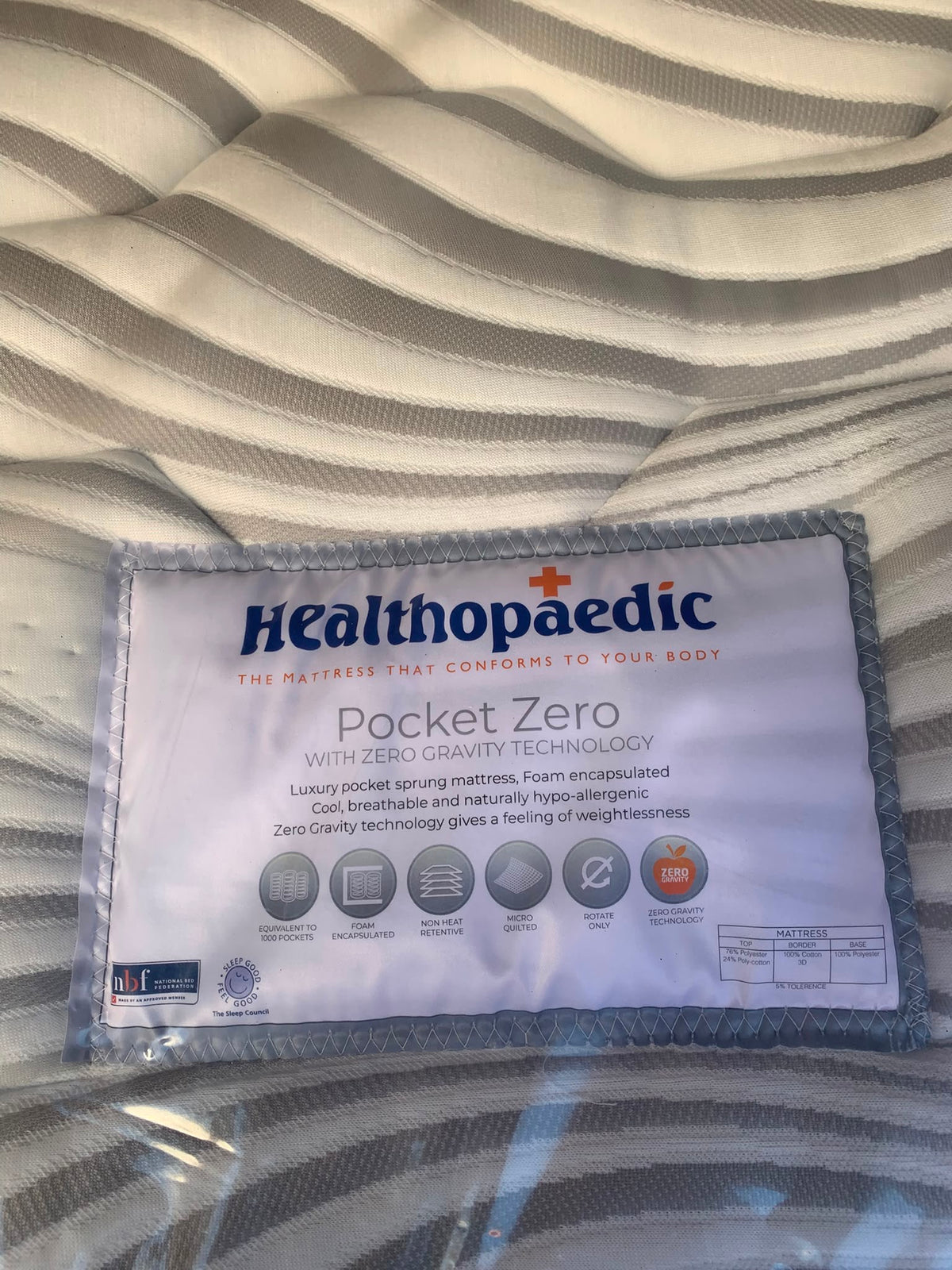 Healthopaedic Pocket Zero 1000 Zero Gravity Pocket Mattress