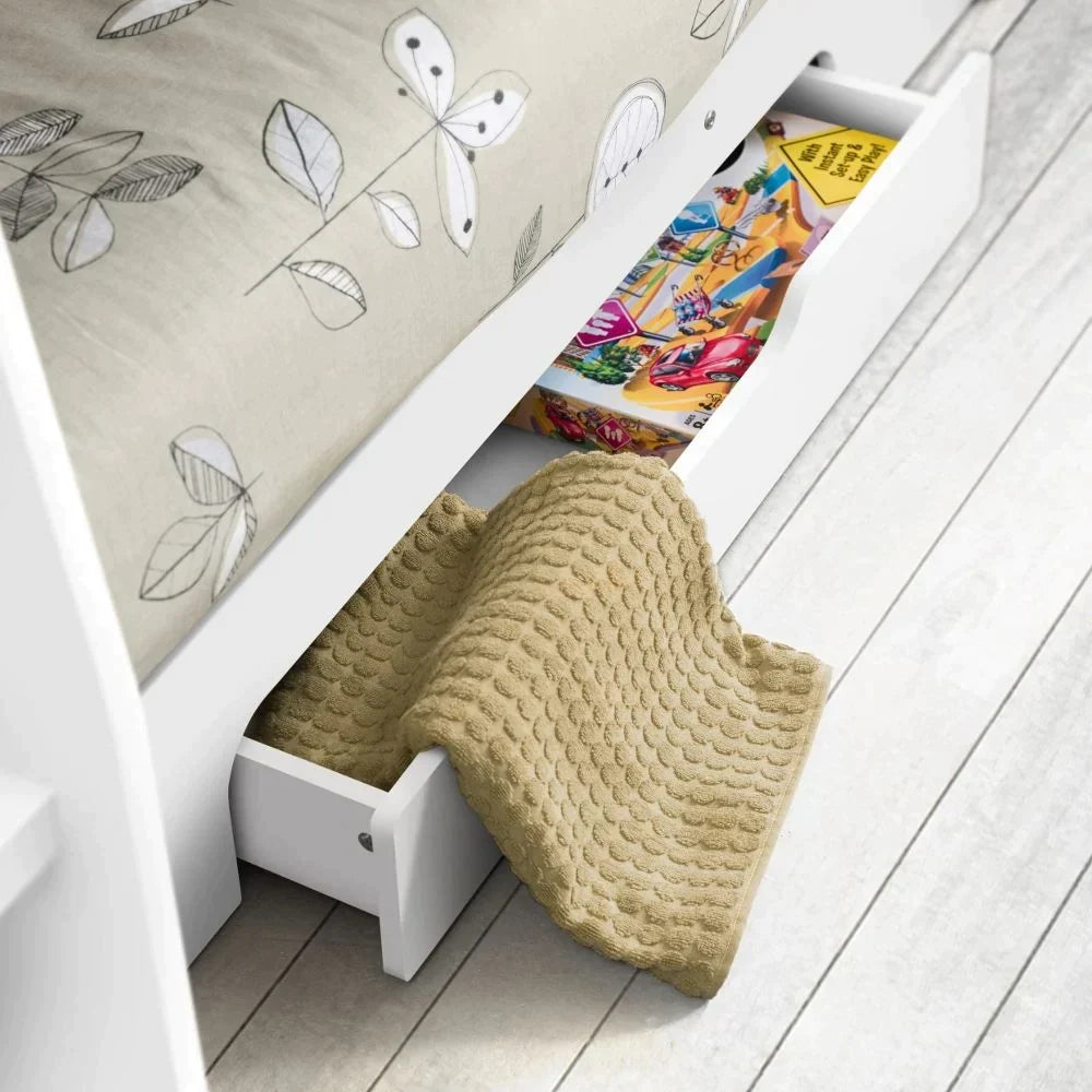 Orion Wooden Storage Bunk Bed Frame (White)