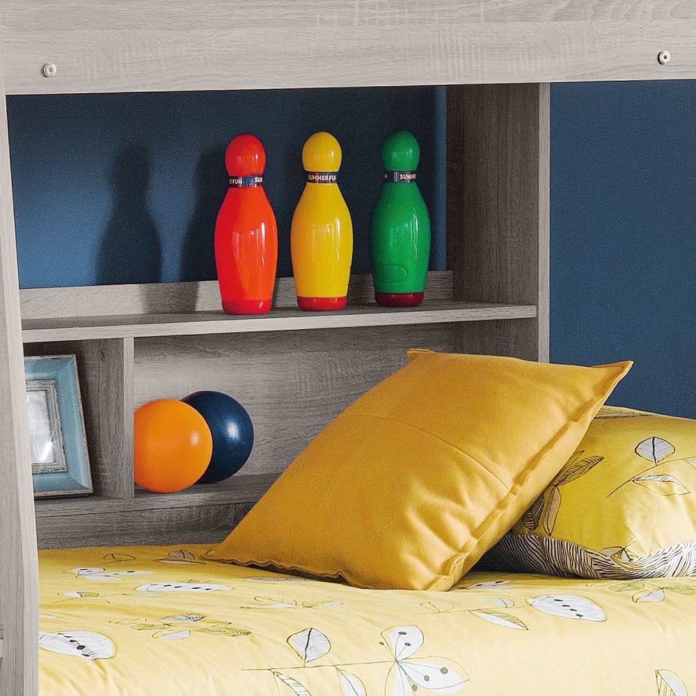 Orion Wooden Storage Bunk Bed Frame (Grey Oak)