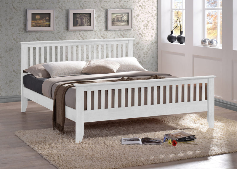 Texas Solid White Wooden Shaker Bedstead
