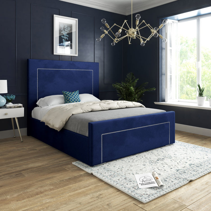 Laura Blue Velvet Fabric Bed