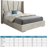 Vienna Wide Curved Winged Upholstered Soft Velvet Fabric Bed Frame (Cream)