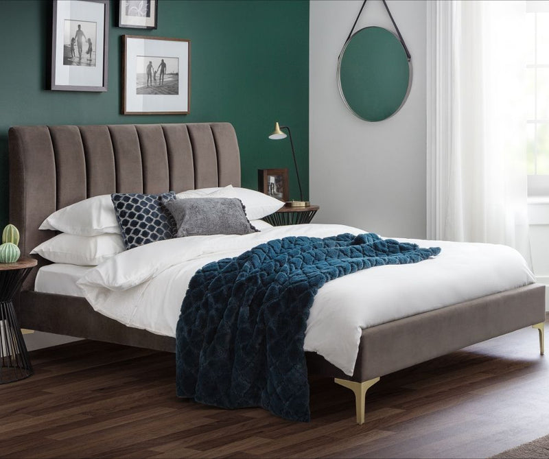 Claire Velvet Fabric Bed Cocoa Truffle