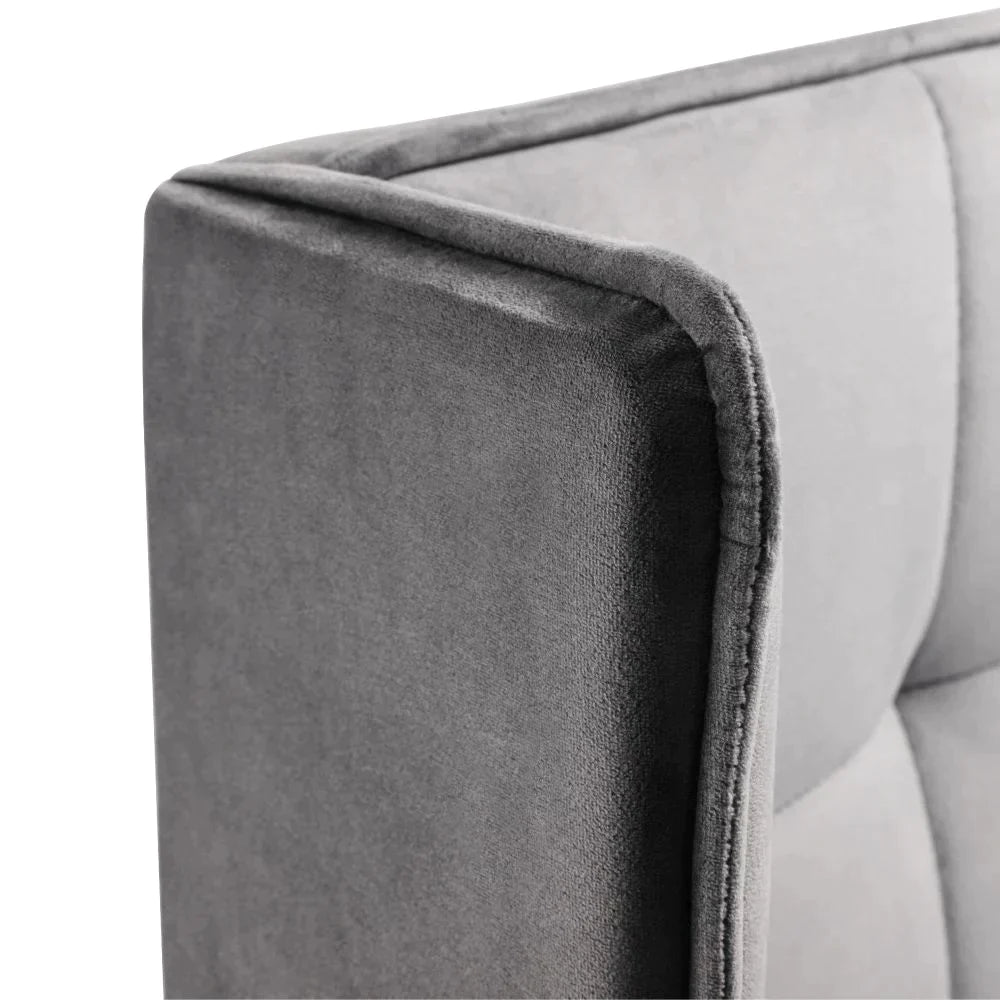 Gatsby Light Grey Velvet Bed Frame - Luxurious Fabric Design