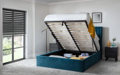 Langham Scalloped Ottoman Storage Fabric Bed
